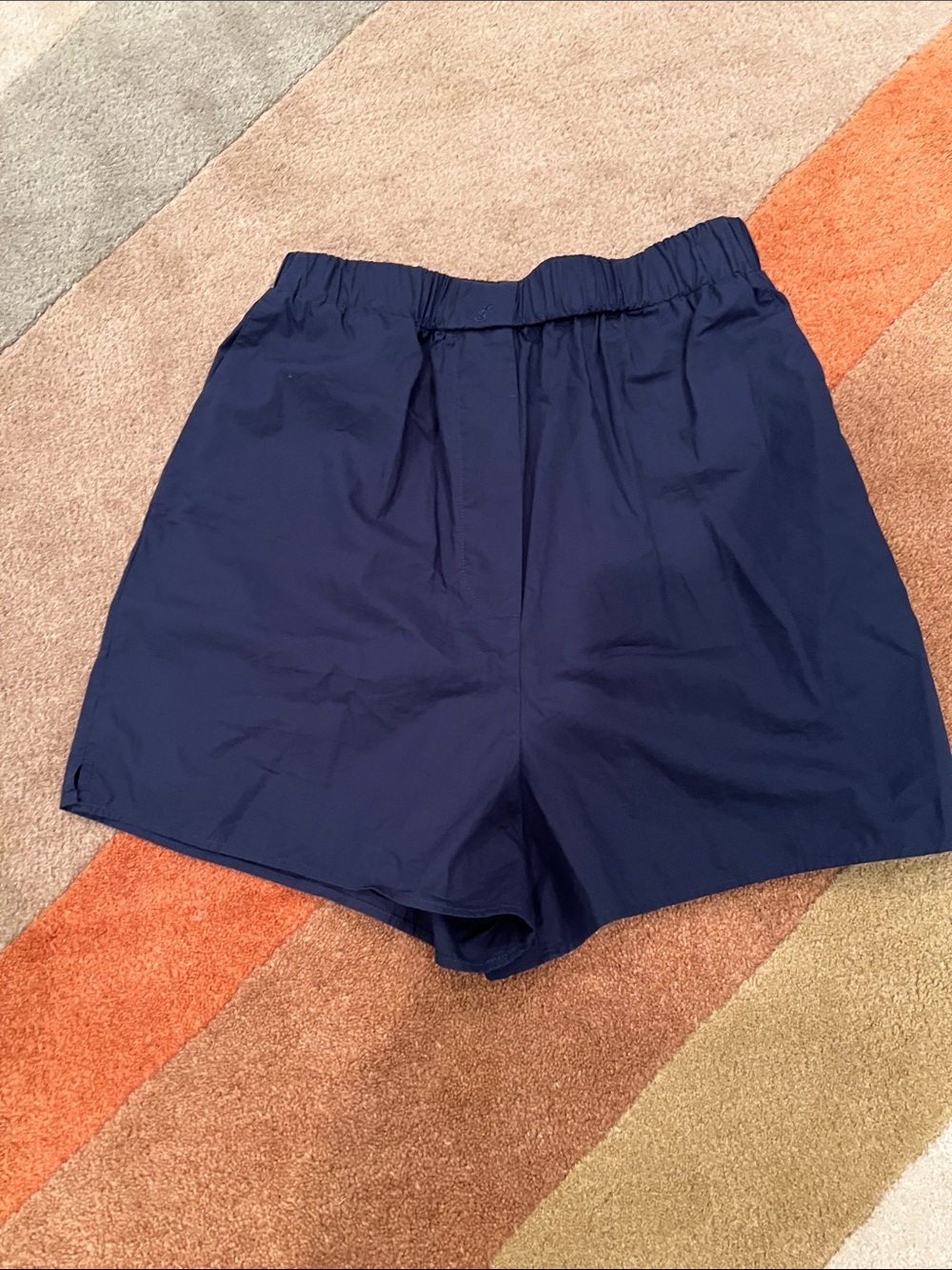 The Frankie Shop Navy Blue Elastic Waist Shorts